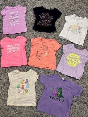 Cat & Jack Girls' Short Sleeve Tees - Purple, Pink, Black, Coral, White
